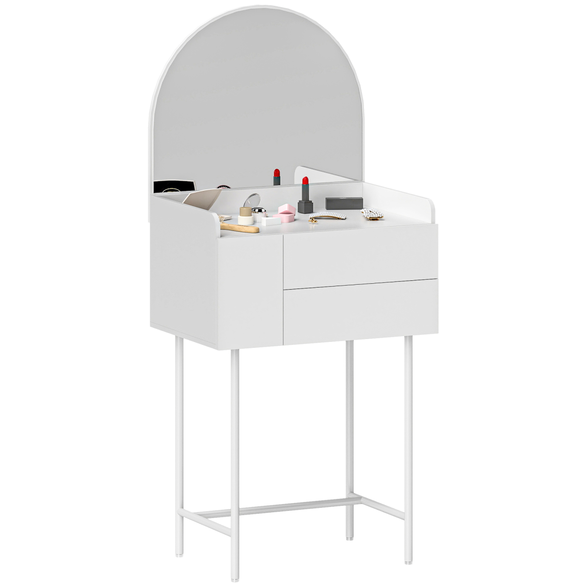 HOMCOM White Makeup Vanity Table with Mirror and 3 Drawers