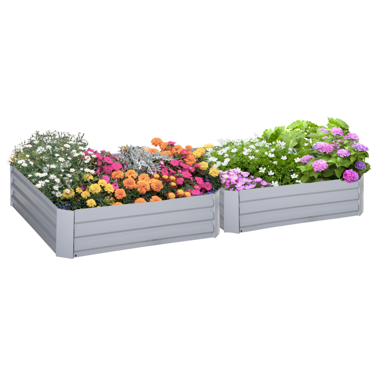 Outsunny Set of 2 Metal Raised Garden Bed Frames, 100cm x 100cm x 30cm, Powder-Coated Steel, Outdoor Use