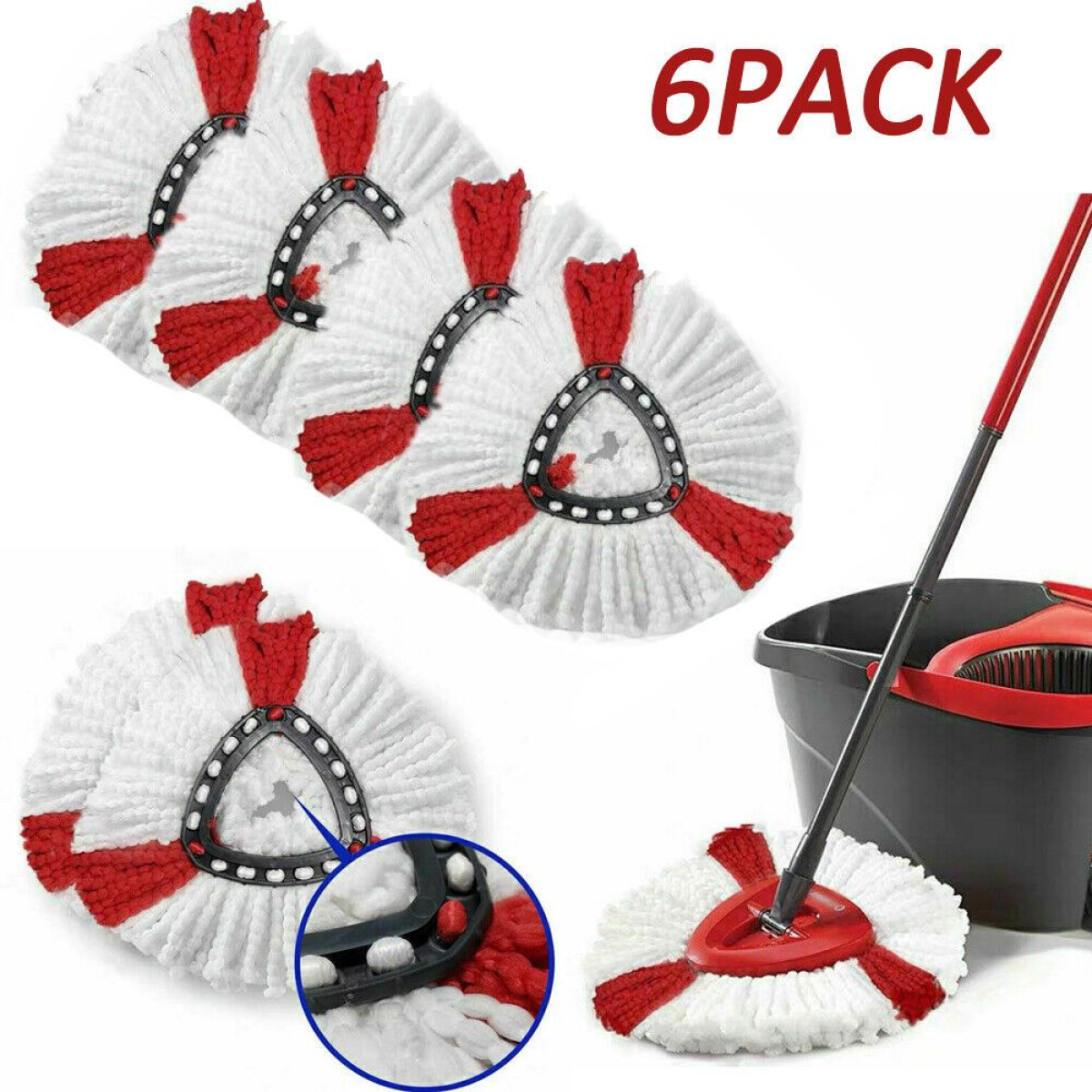 6-Pack Microfiber Replacement Mop Heads for Vileda O-Cedar Spin Mop