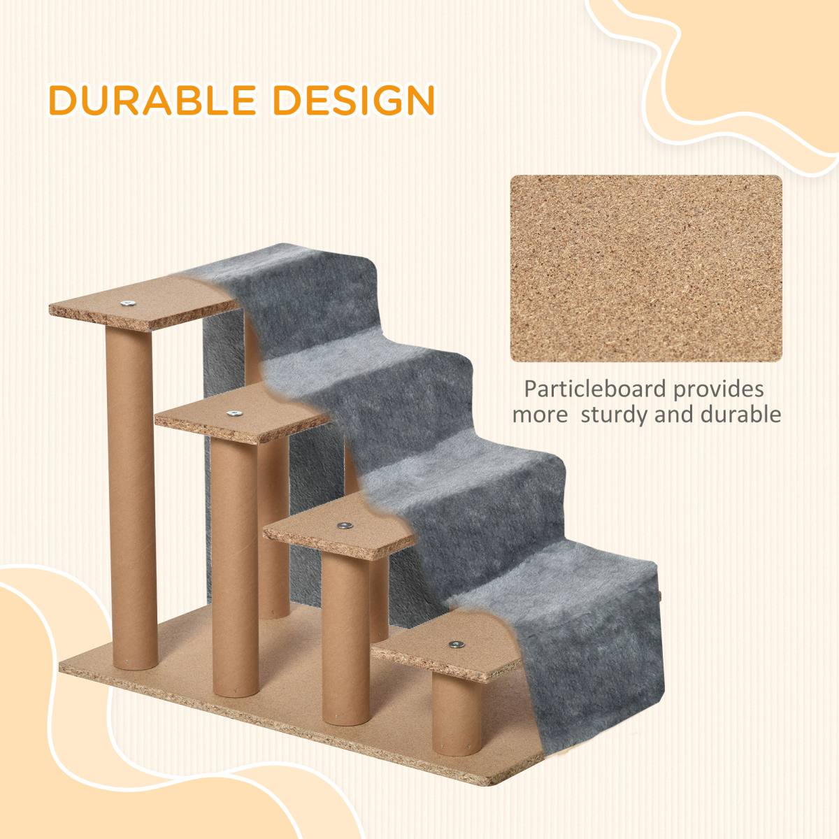 4-Level Pet Stairs with Soft Flannel Removable Washable Cover