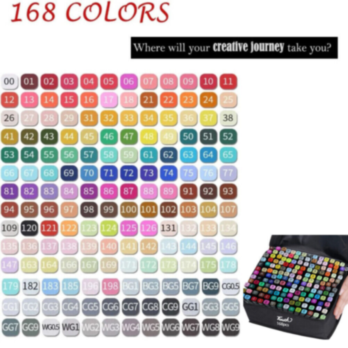 168 Colors Dual Tip Art Markers Color Pens Drawing Watercolour Kids & Adult Gift