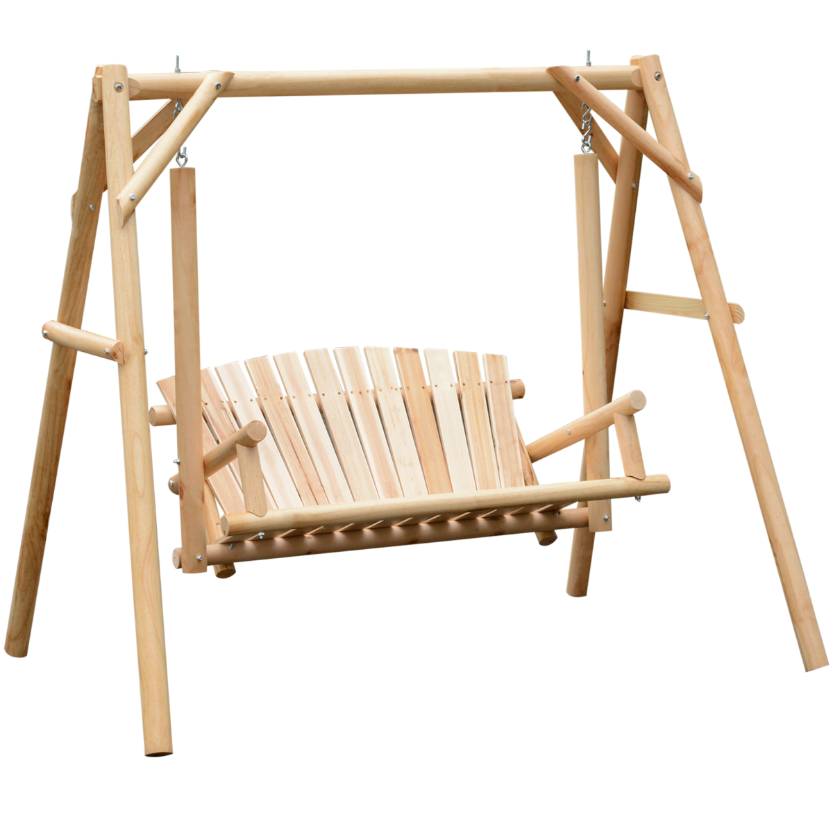 Outsunny 2-Seater Wooden Porch Swing Bench with Armrests