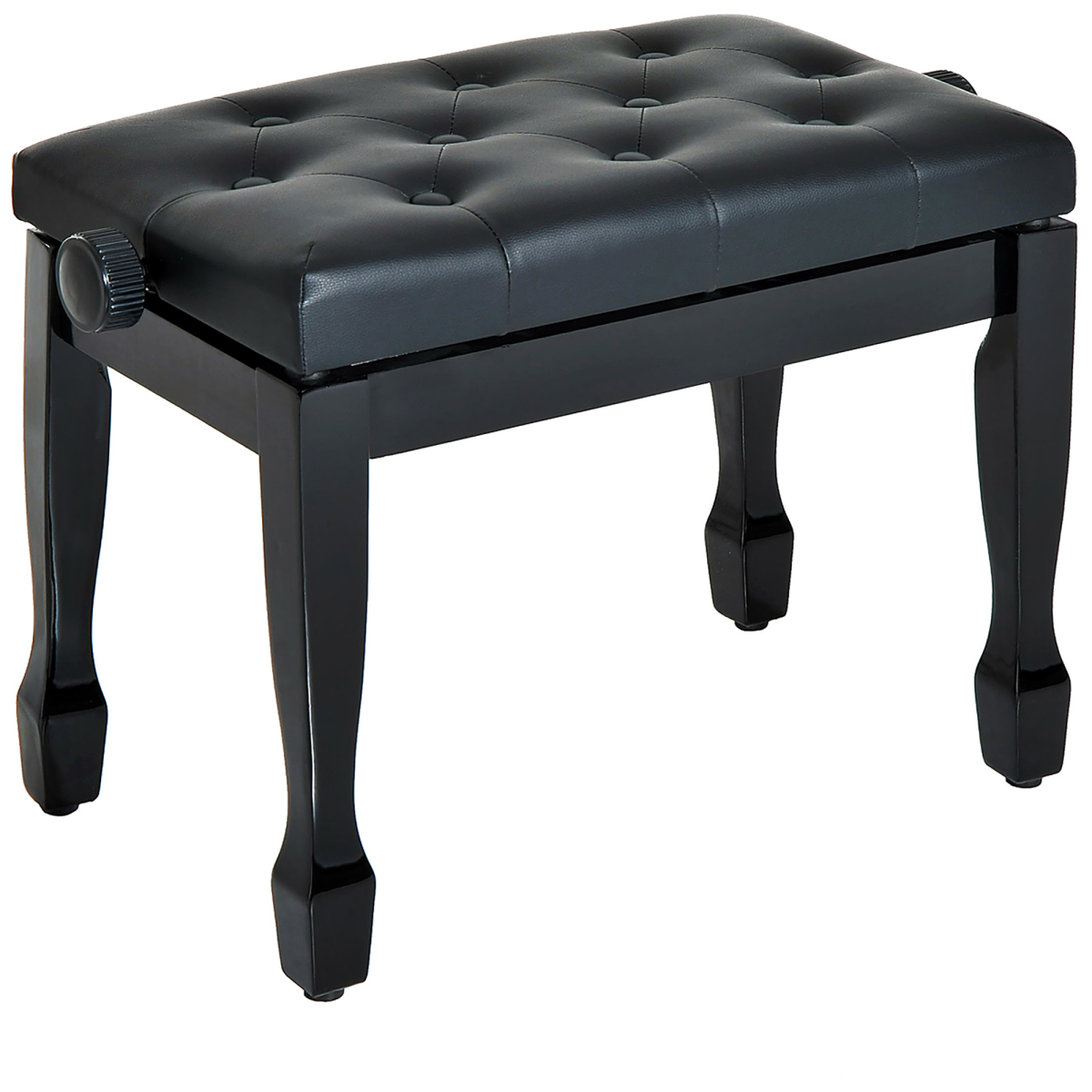 HOMCOM Adjustable Height Piano Bench Padded Faux Leather Seat with Wooden Legs