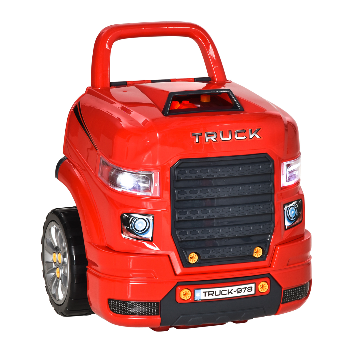 61-Piece Kids Truck Engine Toy Set with Horn, Lights, and Car Key for Ages 3-5