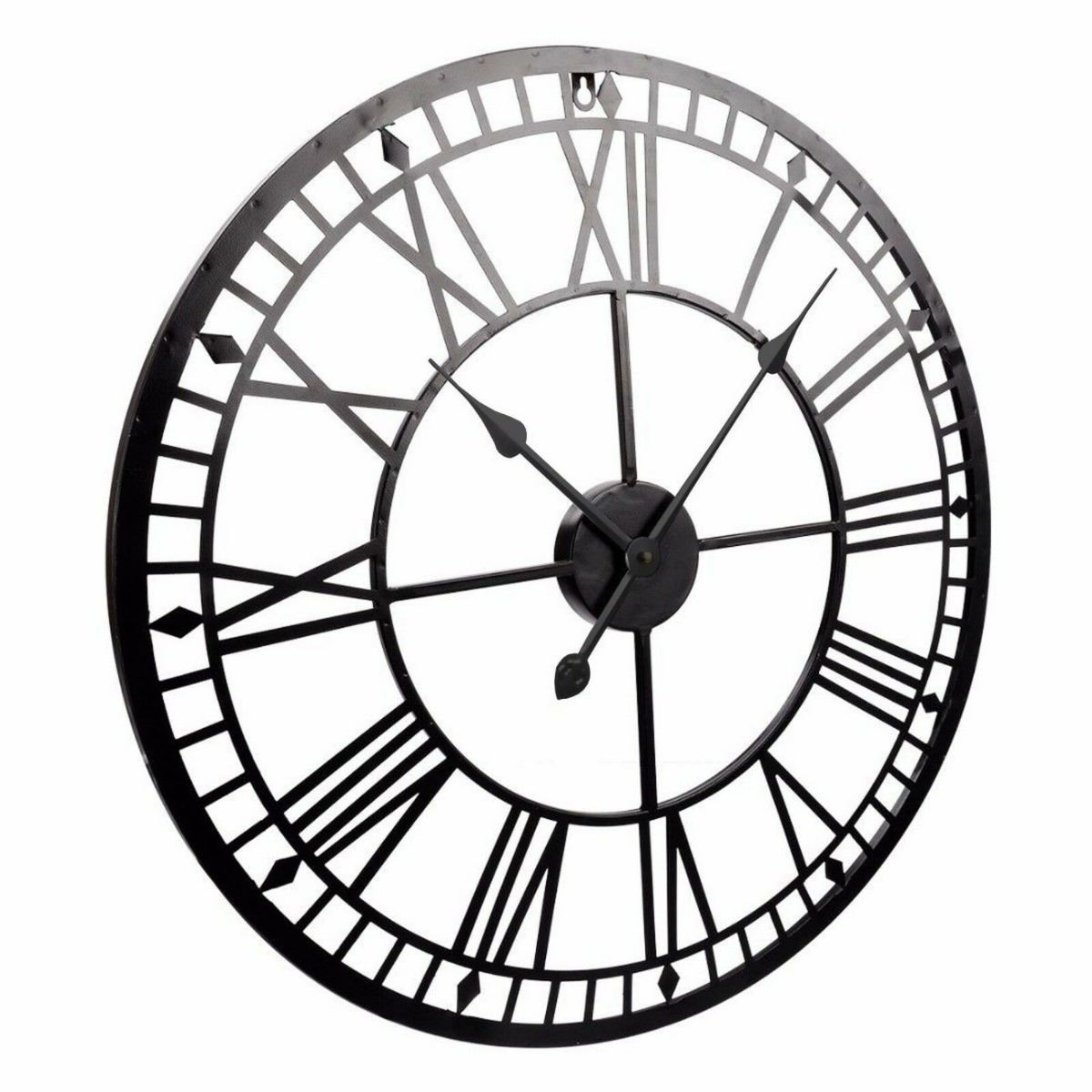 60cm Aged Metal Skeleton Wall Clock with Open Back Architectural Design