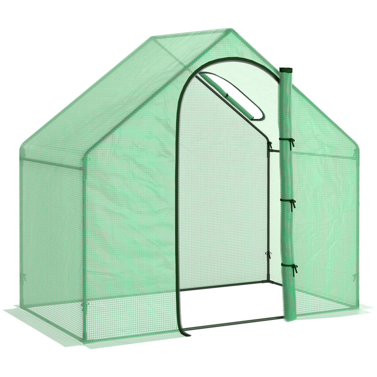 Walk-In Portable Greenhouse with Steel Frame, Plastic Cover, Door, and Window, Green