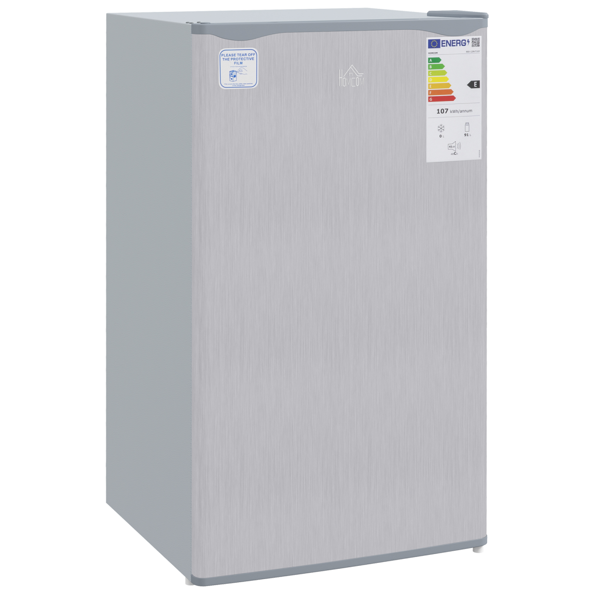 HOMCOM 91L Freestanding Under Counter Fridge, Reversible Door, Grey