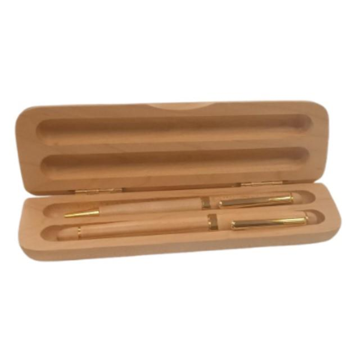 Imperial Wooden Pen Gift Set with Handmade Wooden Box, 2 Pens, Brown and Gold Trim