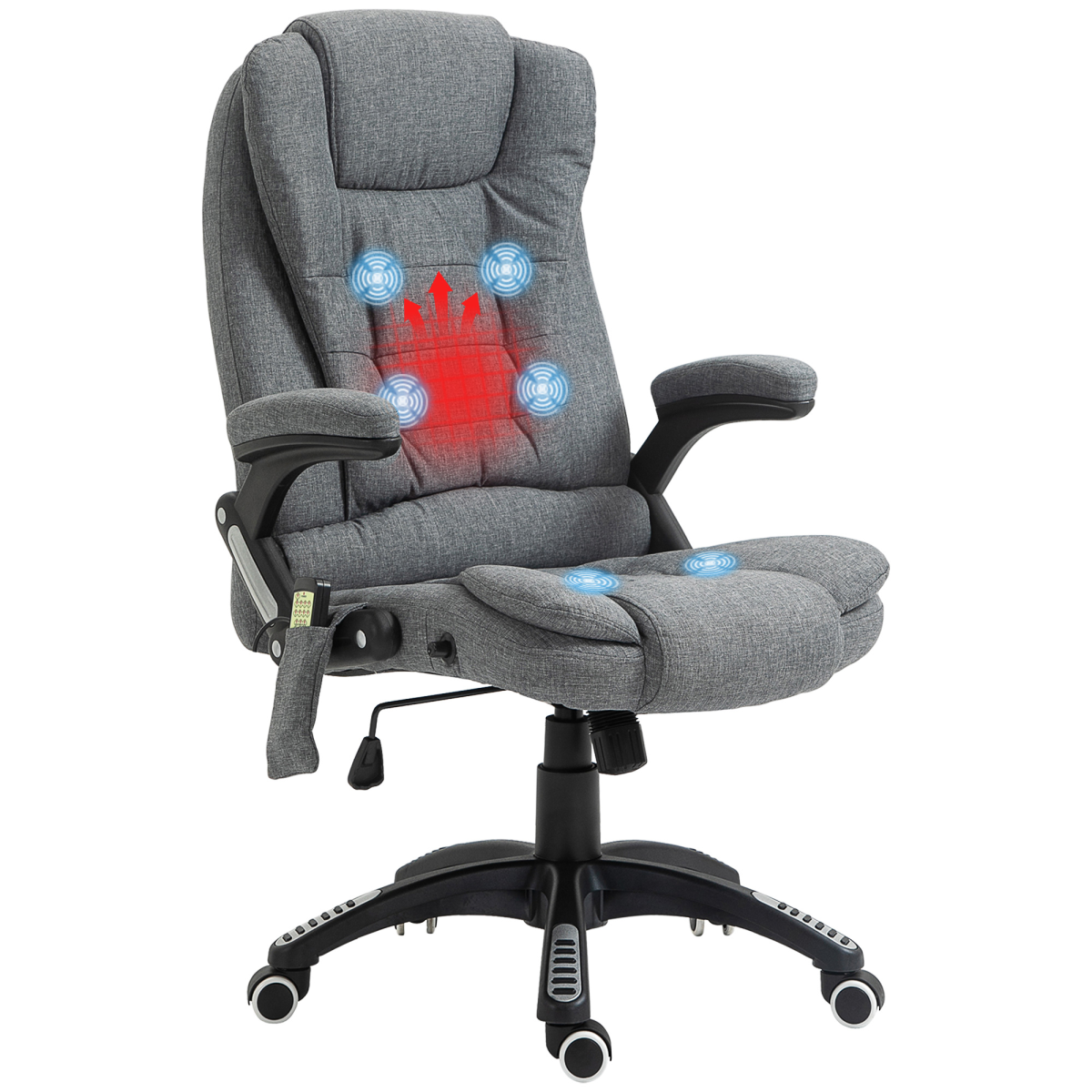 Executive Reclining Office Chair with Heating Massage, Grey