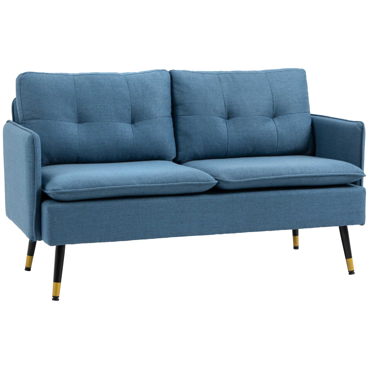HOMCOM 2 Seater Fabric Sofa, Button Tufted Love Seat, Dark Blue