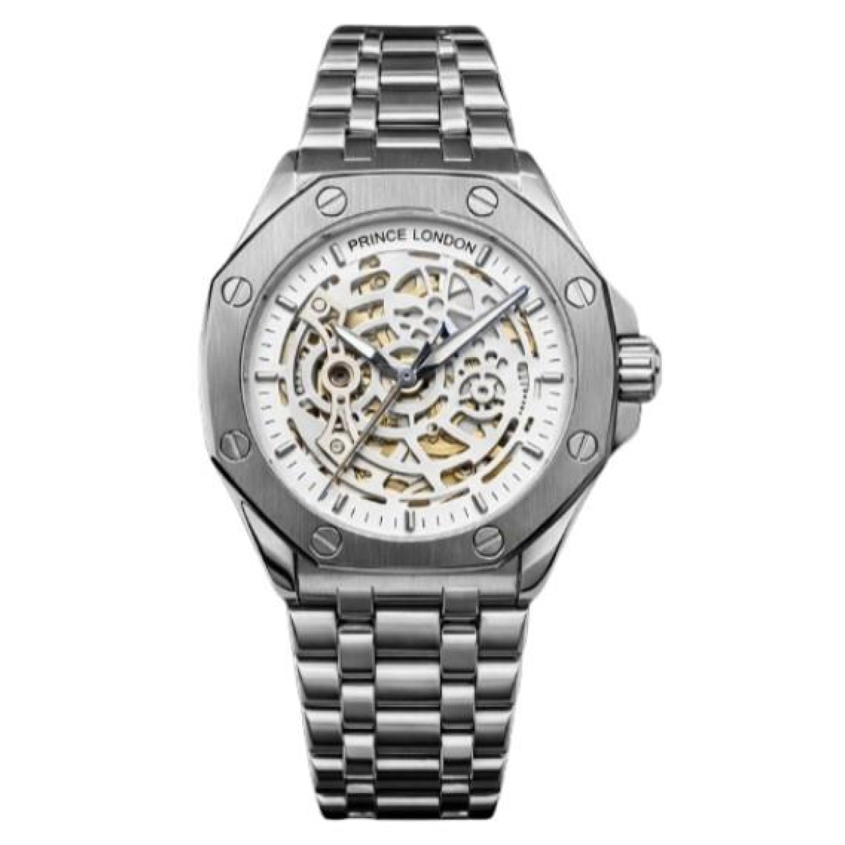 NY London Men's Automatic Analogue Metal Bracelet Watch Silver/White