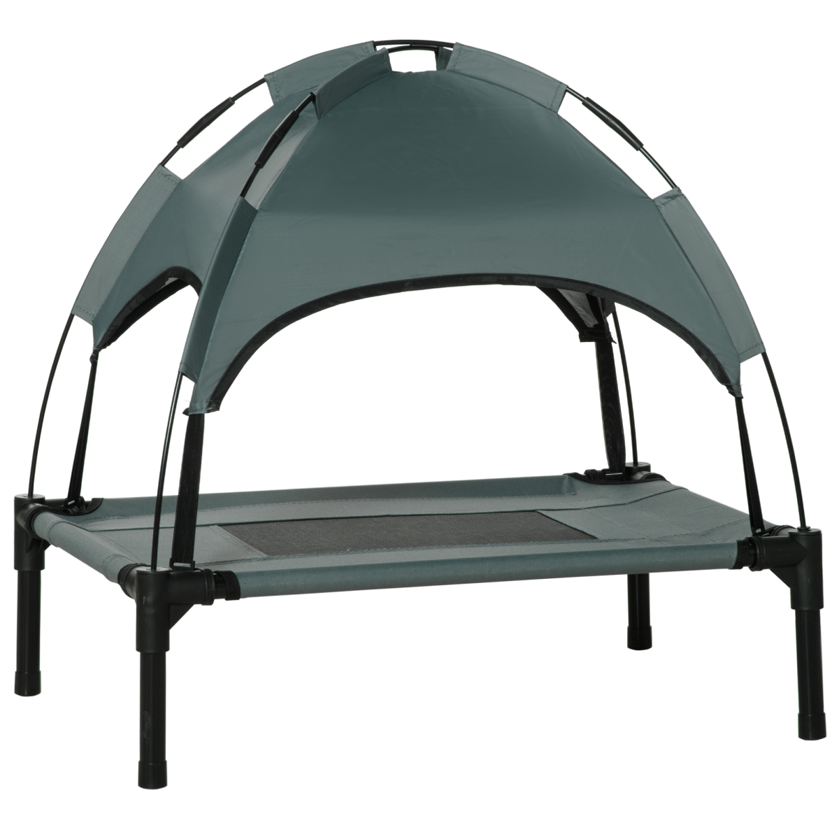 61 cm Elevated Dog Bed Raised Pet Cot with Removable Canopy for Outdoor Use