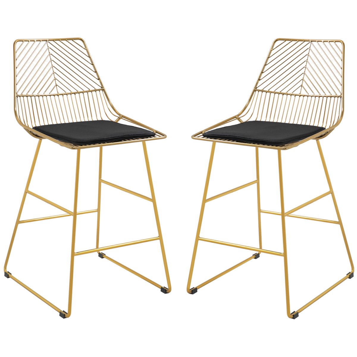 HOMCOM Set of 2 Counter Height Metal Bar Stools with Cushions