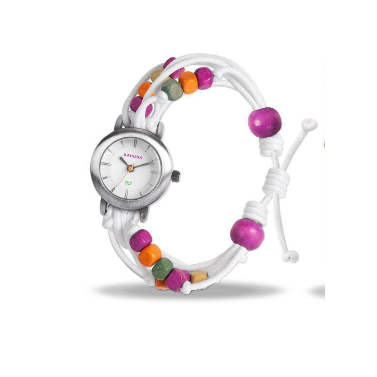 Kahuna Ladies White dial with Colour Fabric Strap Friendship Watch KLF-0015LSTK - CLEARANCE NEEDS RE-BATTERY