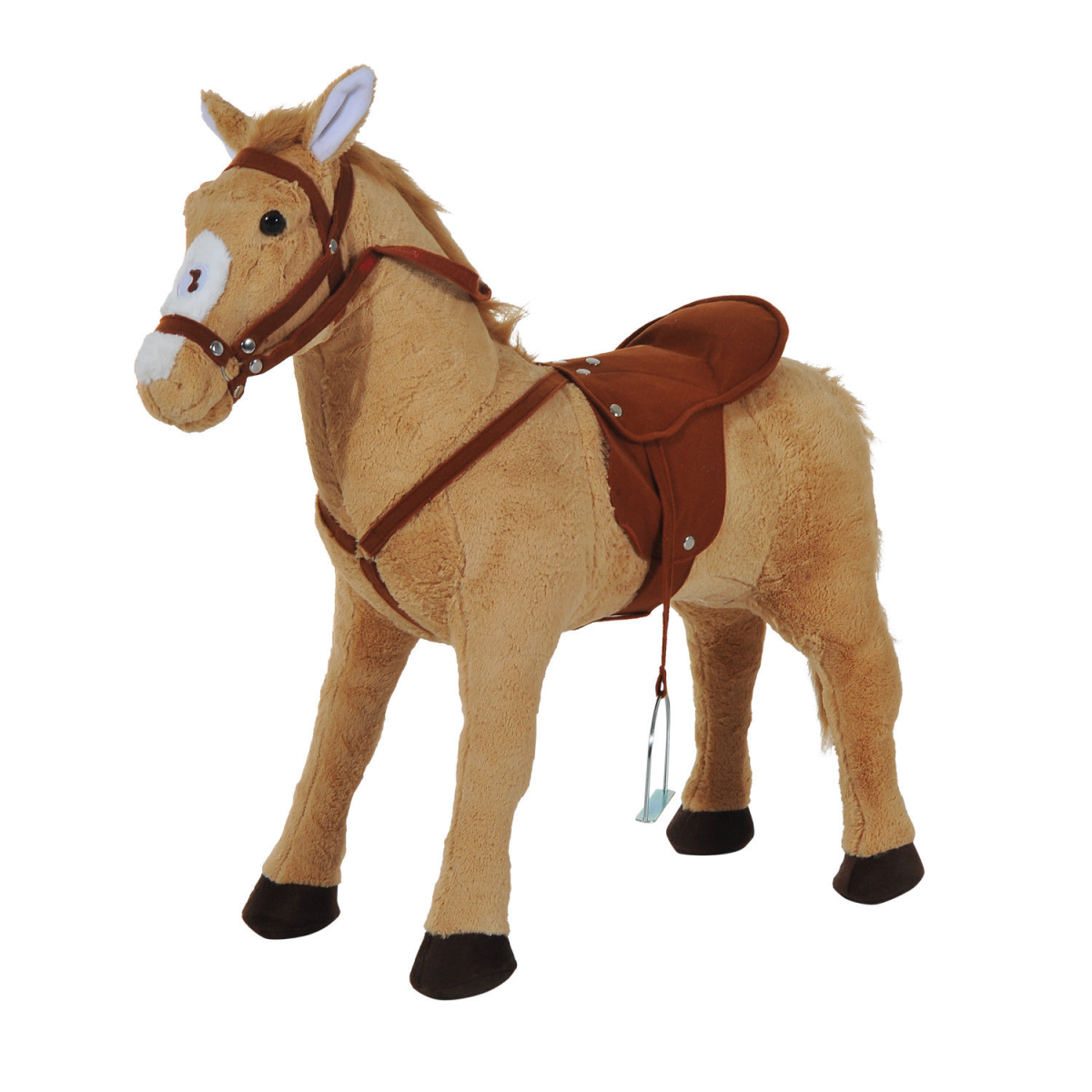 Children’s Plush Ride-On Horse Toy with Authentic Sounds, Soft Body, Metal Frame, Ages 3+