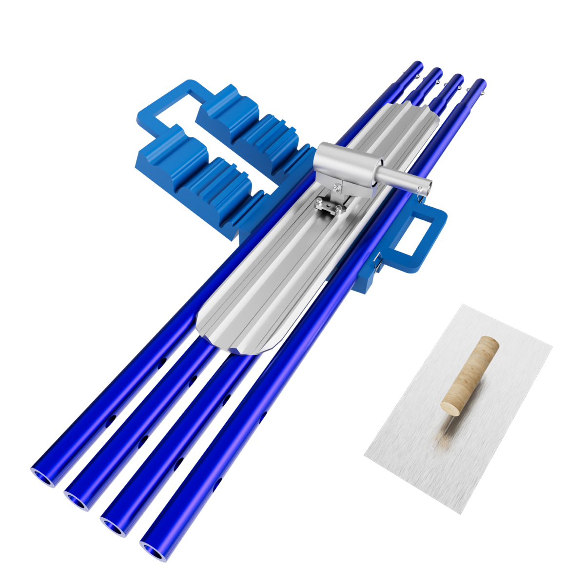 Bull Float Concrete Tools, 48 x 8 Inch Magnesium Aluminum Alloy Concrete Float Kit with 4 Combinable Handles, Carrying Toolbox and Trowel for Concrete Finishing