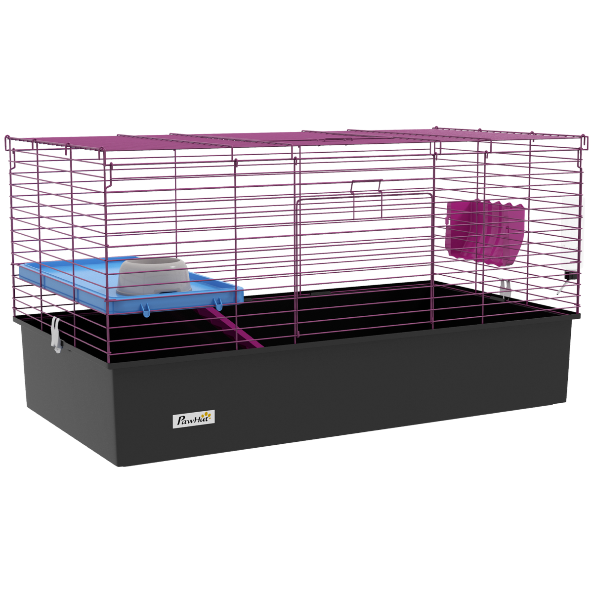 PawHut Small Animal Cage for Rabbits, Guinea Pigs & More, Black