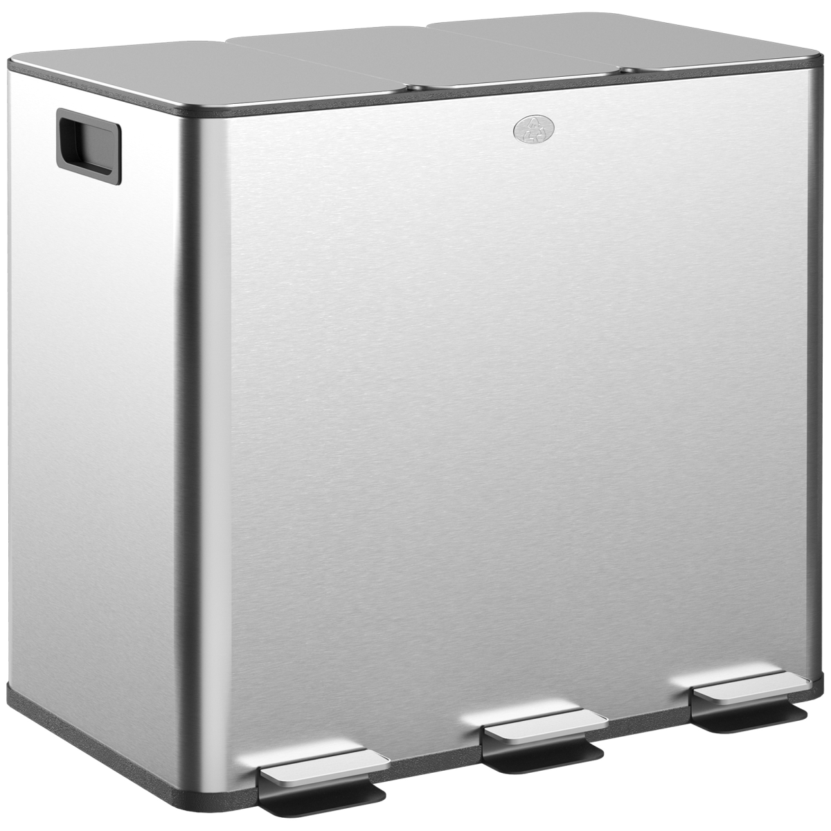 HOMCOM 45L Triple Kitchen Pedal Bin for Recycling and Waste, Silver
