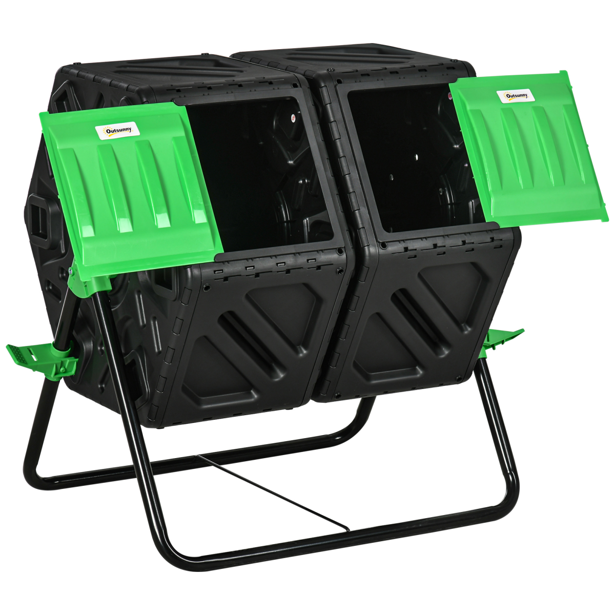 Outsunny 130L Dual-Chamber Rotating Compost Tumbler with Ventilation Holes