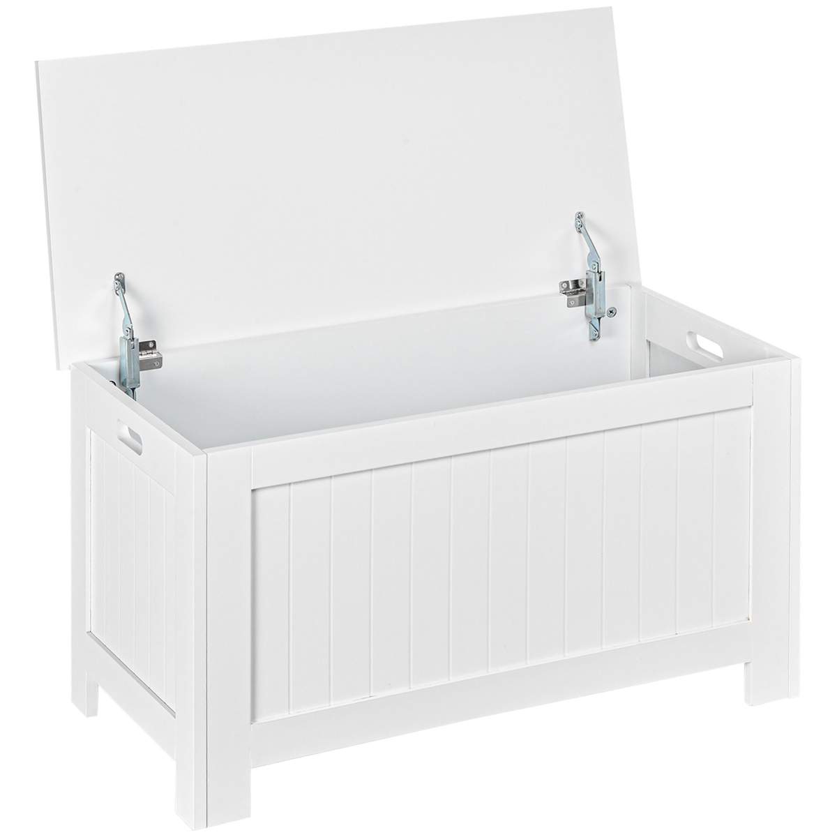 HOMCOM Large White Storage Box Toy Chest with Lid and Safety Hinges