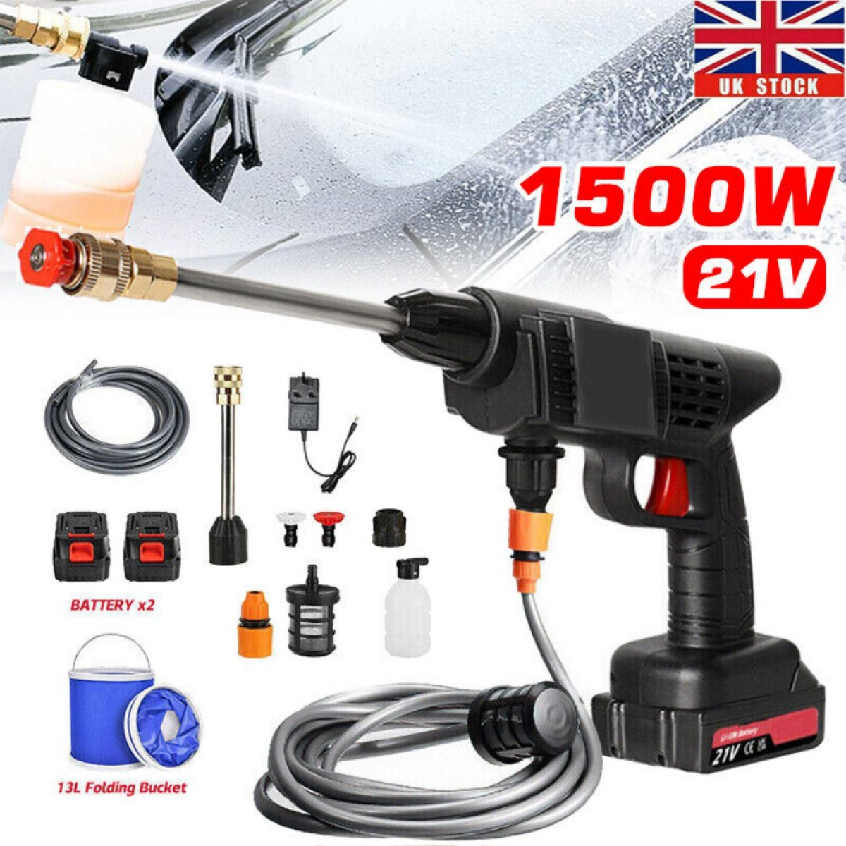 Portable Cordless High Pressure Car Washer with 2 Batteries