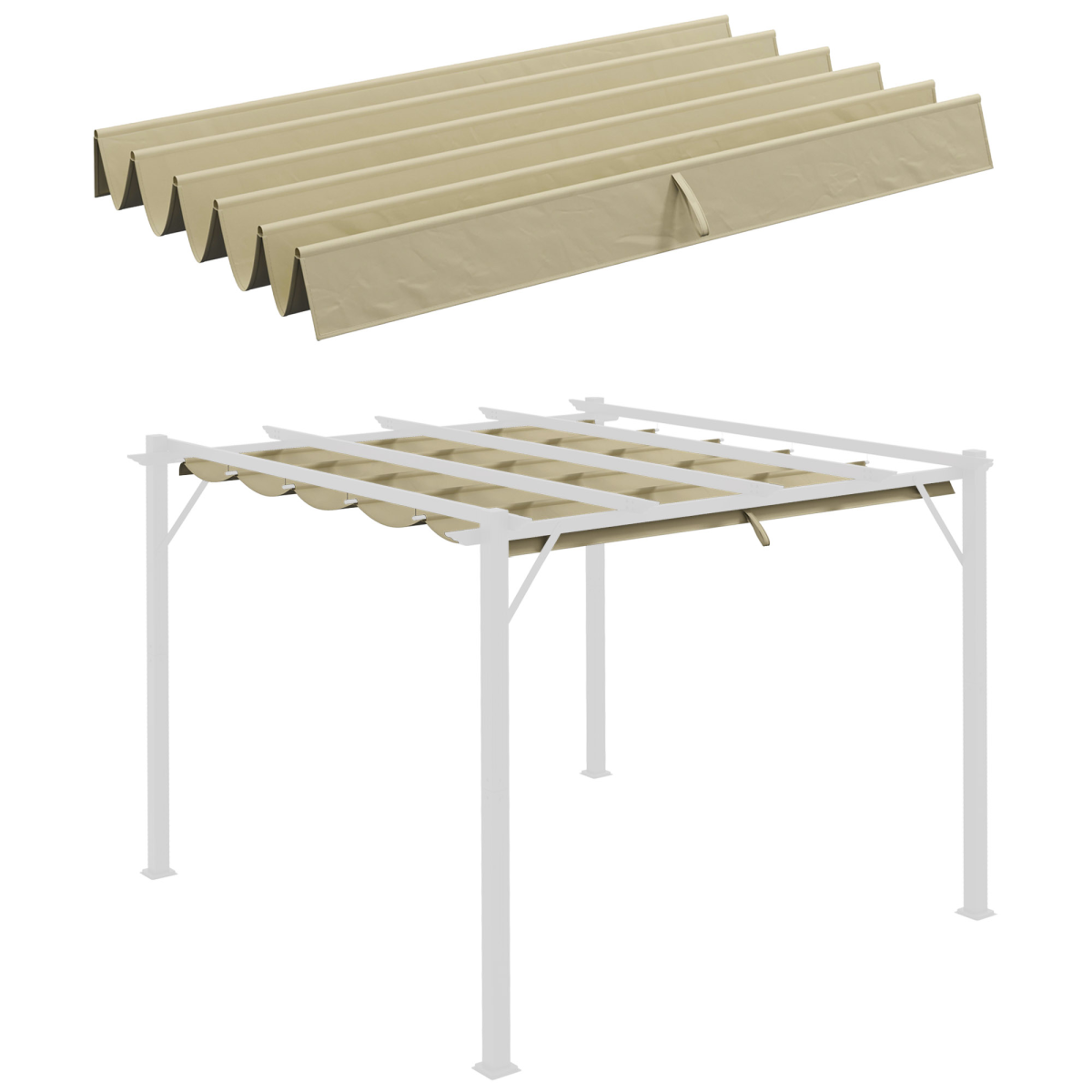 Outsunny Replacement Pergola Shade Cover Canopy for 3 x 3 m Pergola, Beige, Polyester
