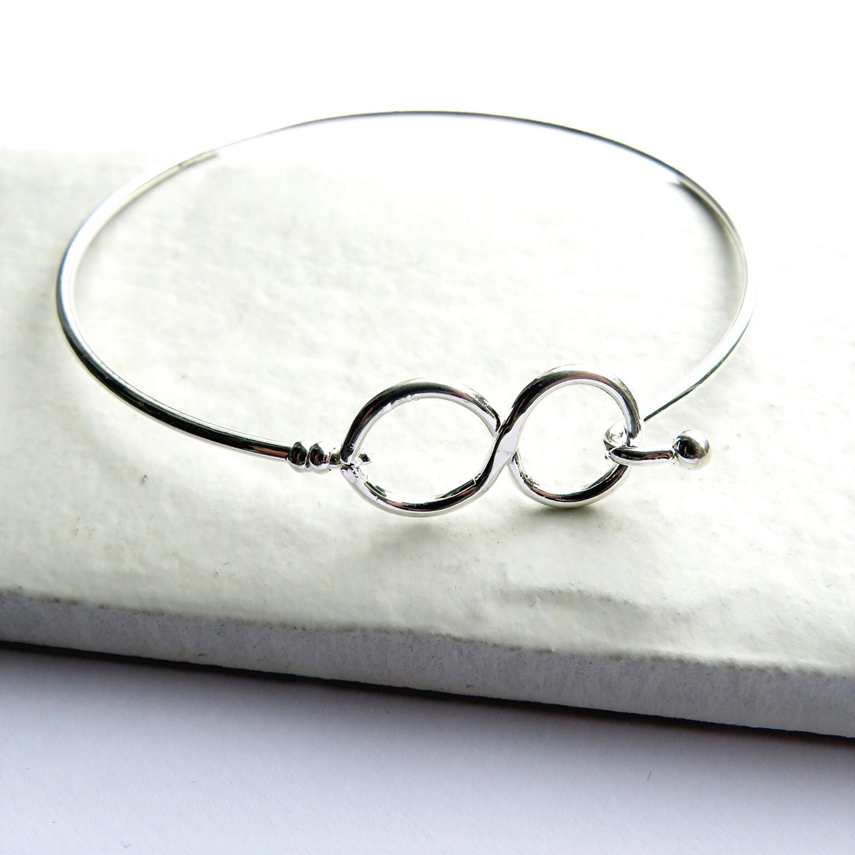Sterling Silver-Plated Infinity Cuff Bangle