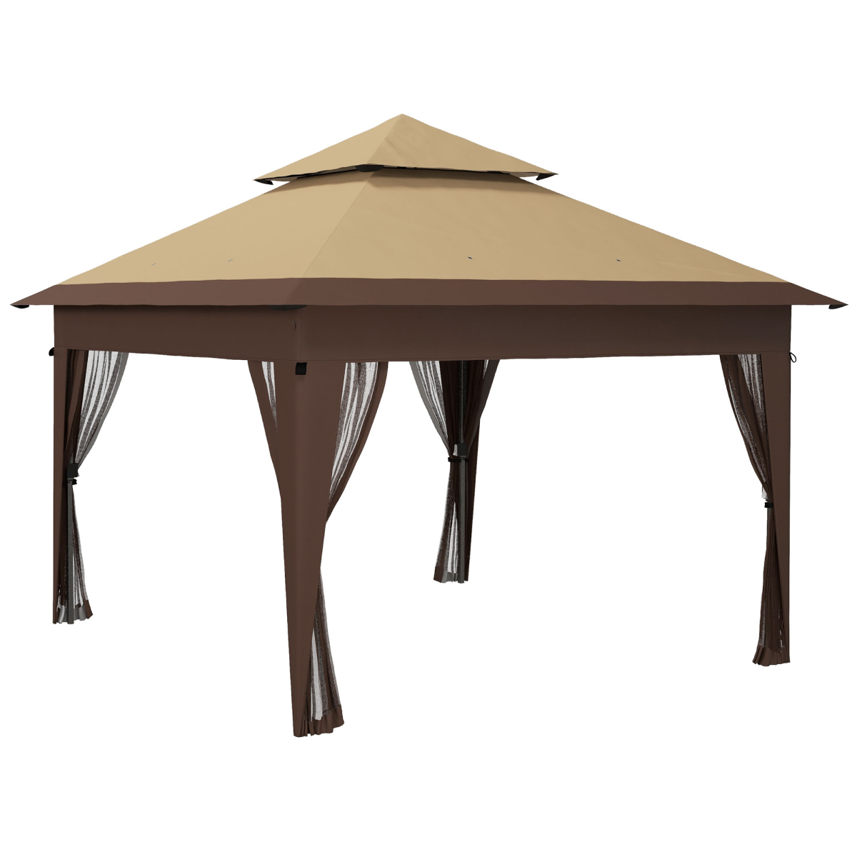 Outsunny 3 x 3 m Pop Up Gazebo Instant Shelter with Mosquito Netting, Khaki
