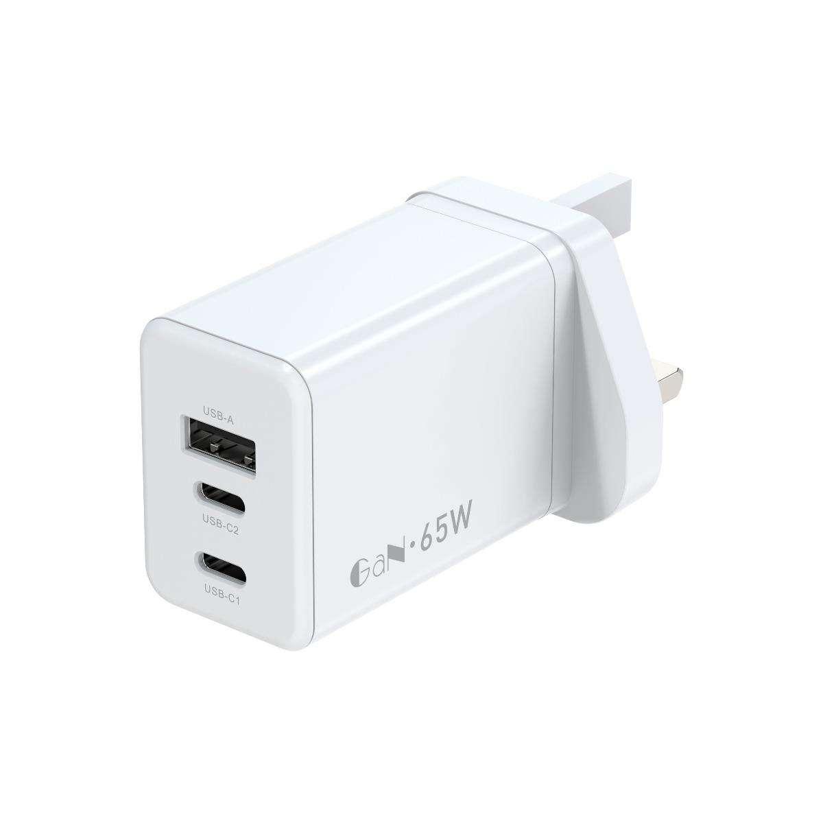 WYEFLUX 65W Power Adapter with Dual USB-C and USB-A Ports