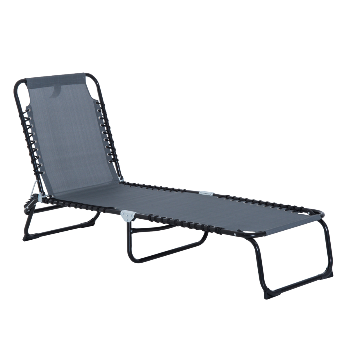 Foldable Outdoor Sun Lounger Chair with 4-Level Adjustable Backrest, Steel Frame, Texteline Seat, Outsunny