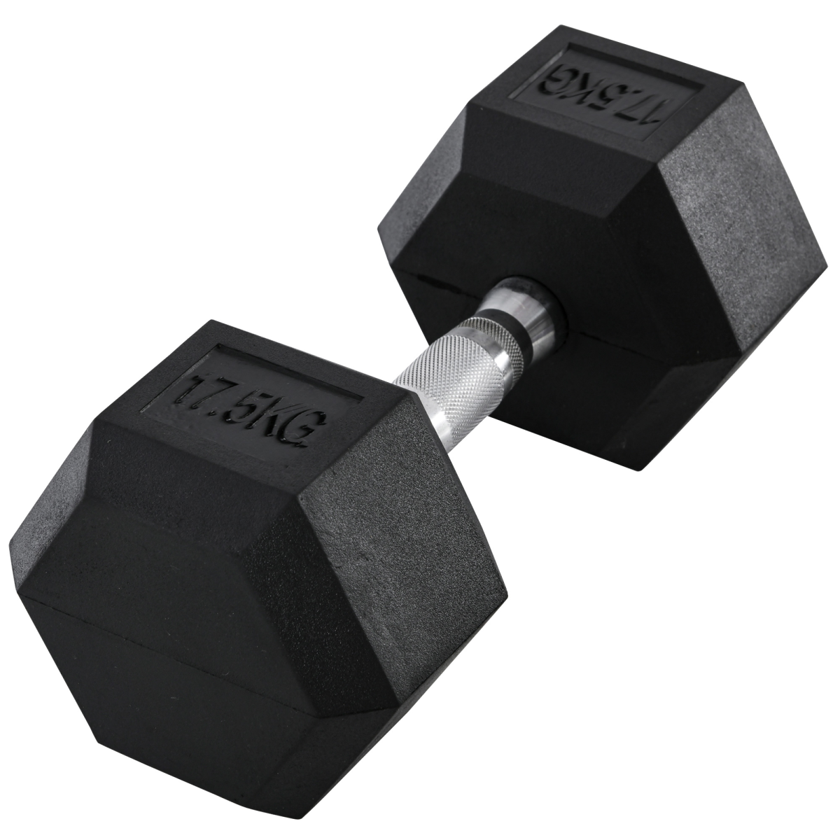 17.5kg Rubber Hex Single Dumbbell with Steel Core, Home Gym