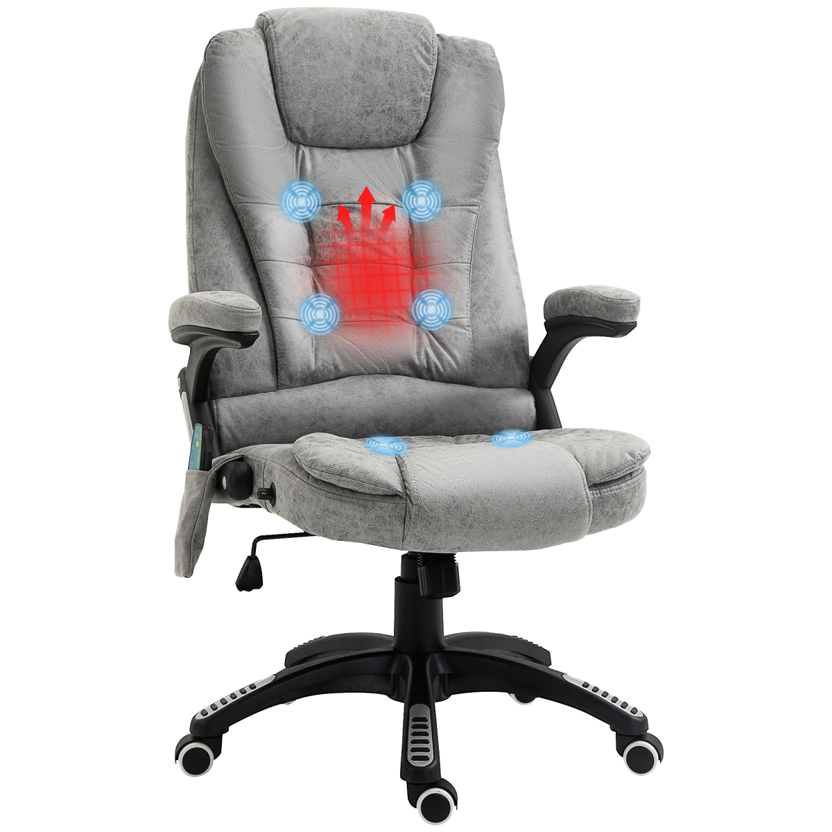 Grey Executive Reclining Office Chair with Heating Massage Headrest