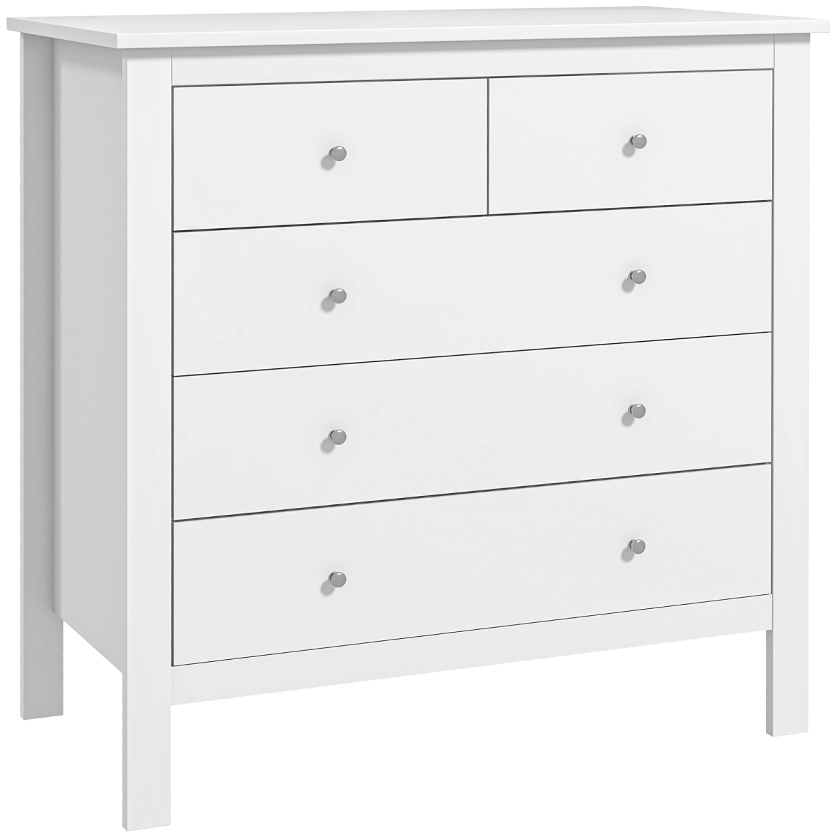 HOMCOM Modern 5 Drawer Chest of Drawers Storage Cabinet, White