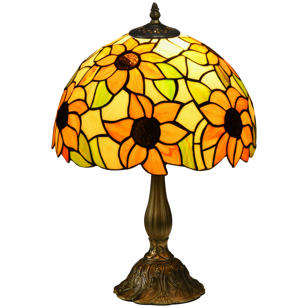 AIYAPLAY Stained Glass Sunflower Table Lamp, E27, Bulb Not Included