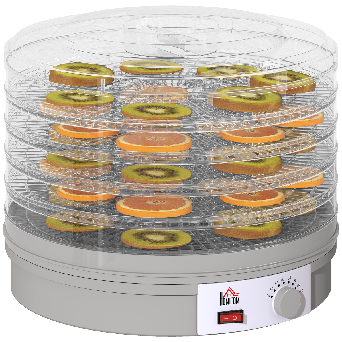 HOMCOM 5-Tier Food Dehydrator, Adjustable 35-70°C, Grey