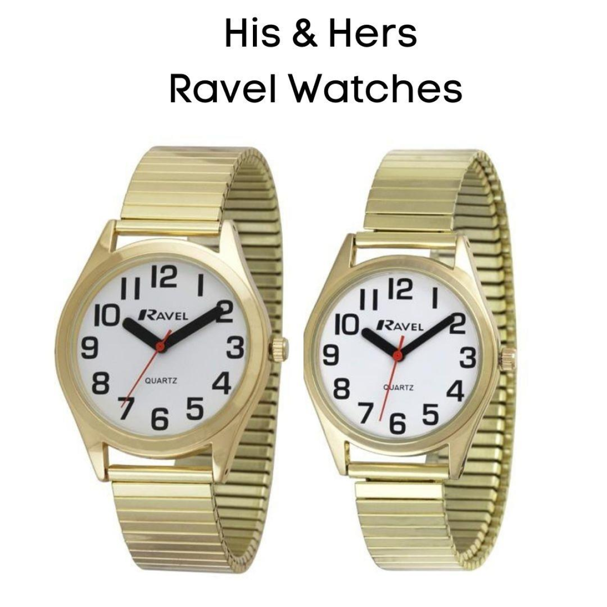 Ravel Mens and Ladies Gilt Expander Bracelet Watches