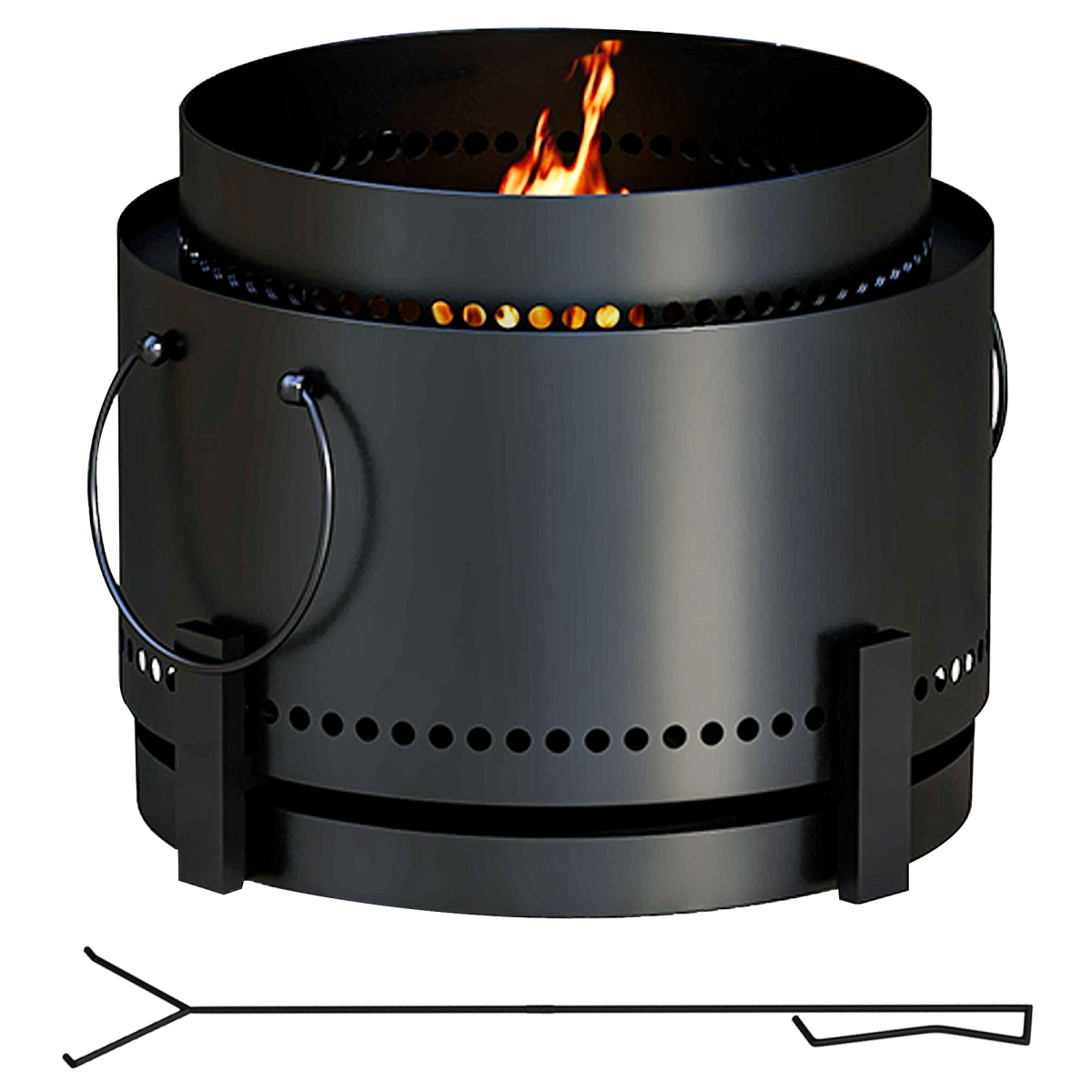 Outsunny 37cm Smokeless Wood Burning Metal Fire Pit, Black
