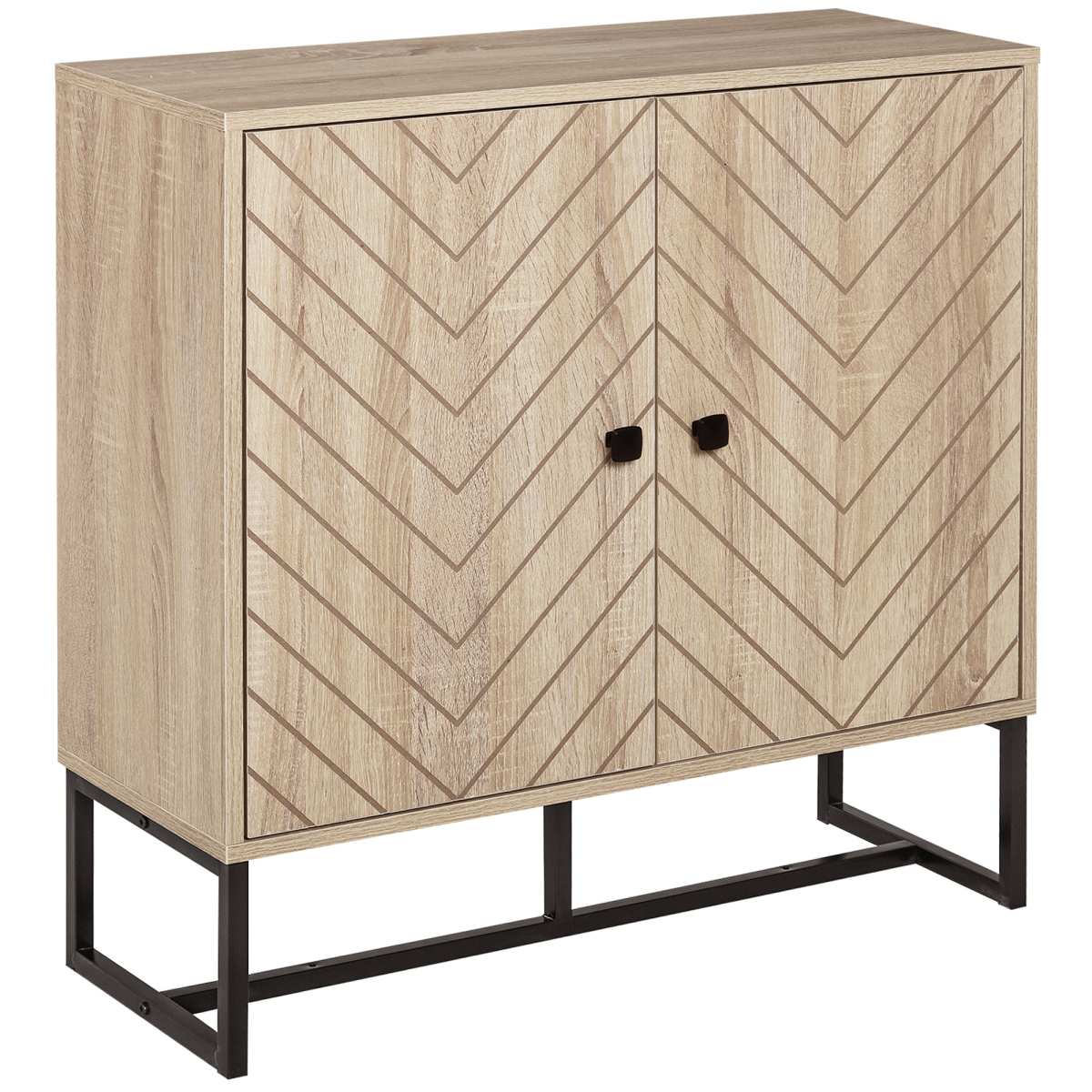 Embossed Arrow Storage Cabinet with Adjustable Shelf and Metal Handles
