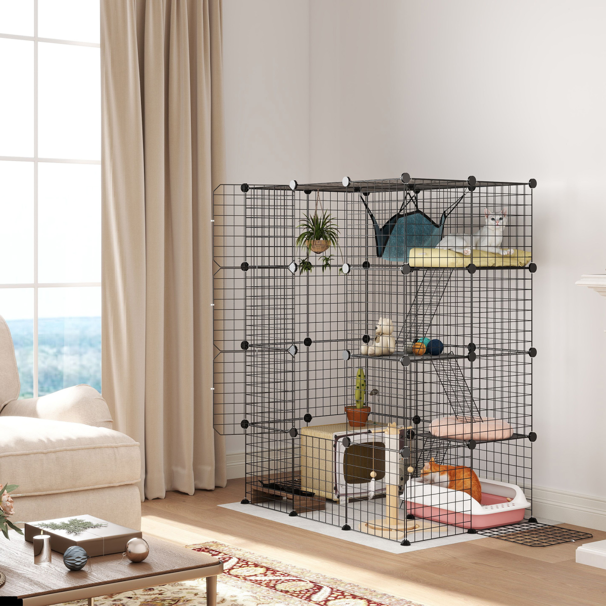 PawHut Four-Tier Customisable Cat Playhouse for Up to 3 Cats