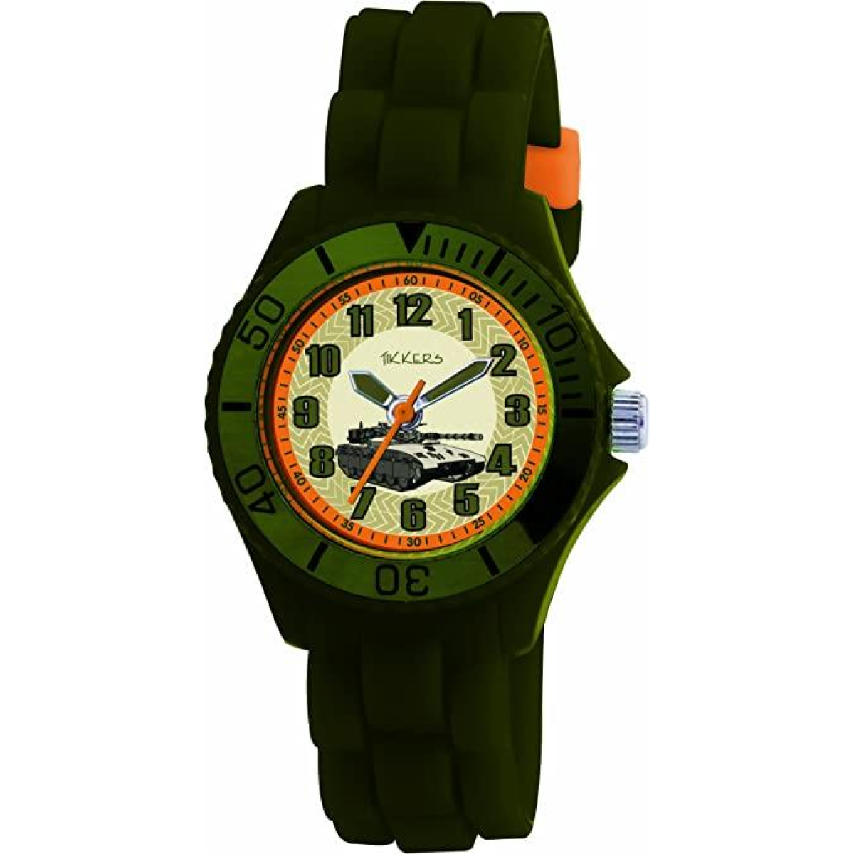 Tikkers Children's Army Tank Design Watch with Green Rubber/Silicone Strap TK0027