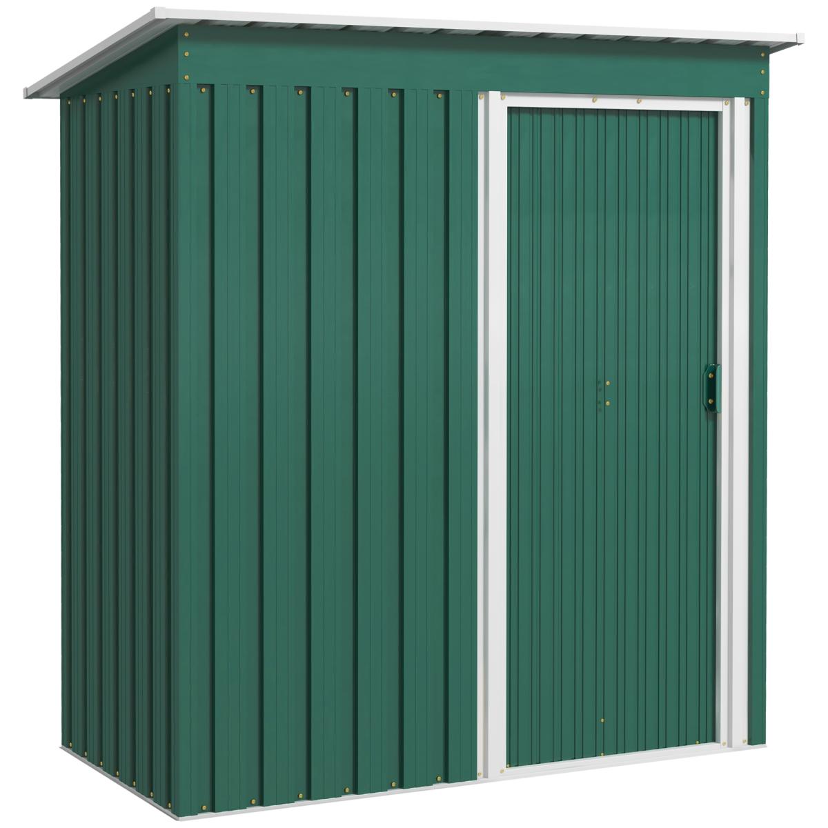 Outsunny 5 x 3ft Galvanised Steel Garden Storage Shed with Sliding Door and Sloped Roof, Green