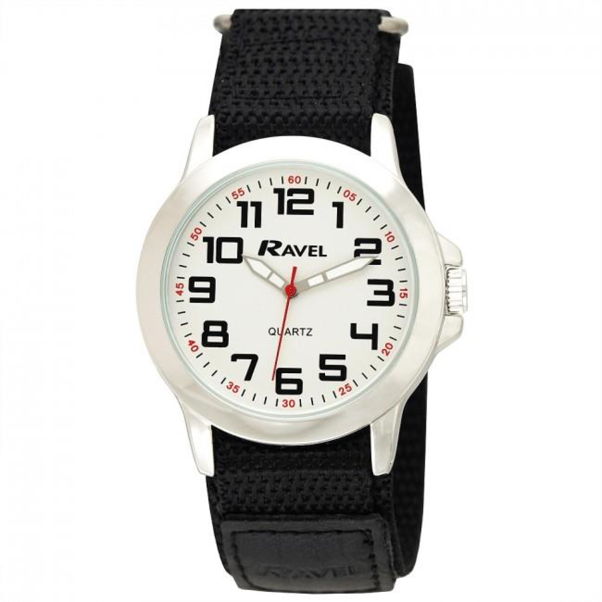 Ravel Men's 40mm Sports Case Arabic Dial Velcro Strap Quartz Watch