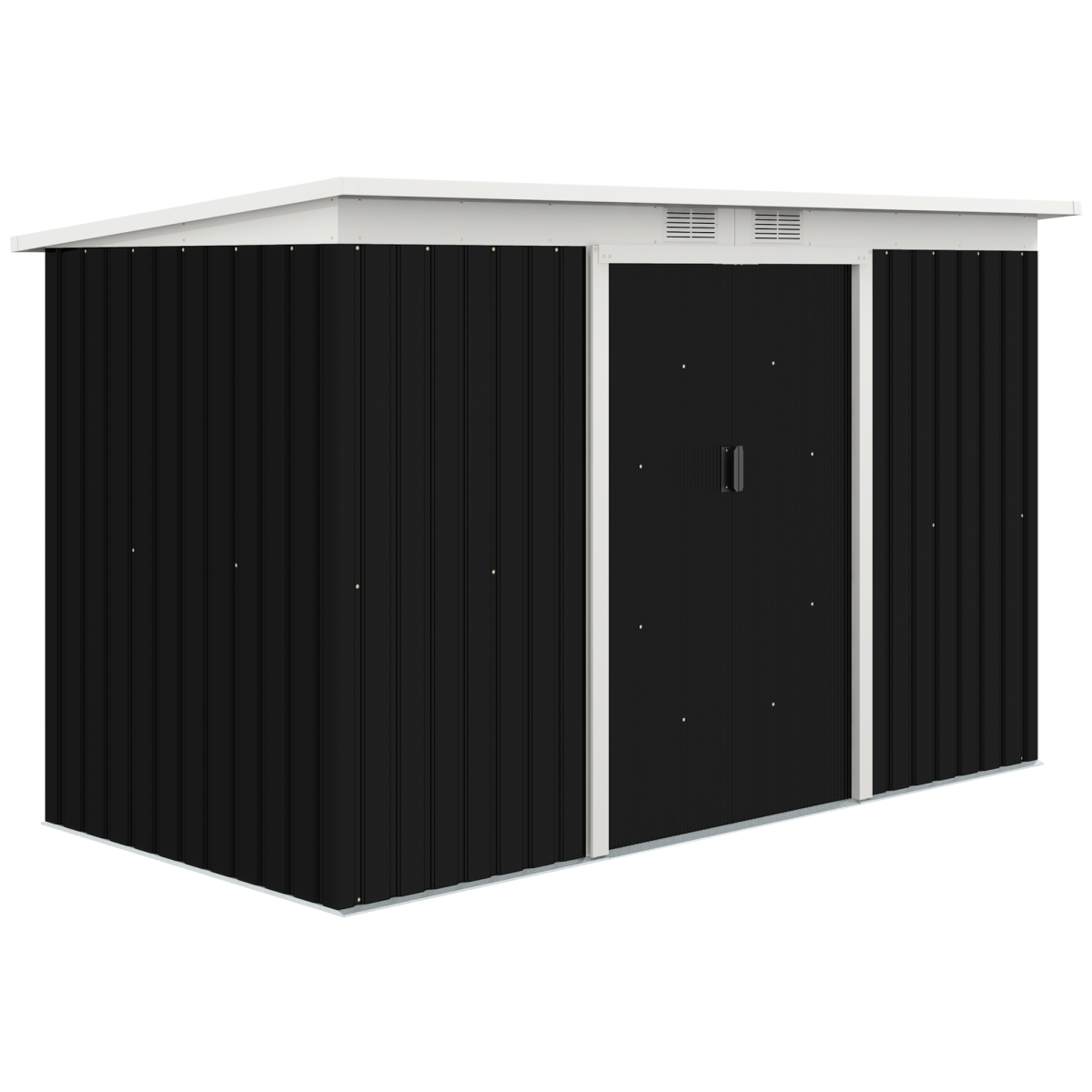 Outsunny Galvanised Metal Garden Storage Shed with Double Sliding Doors