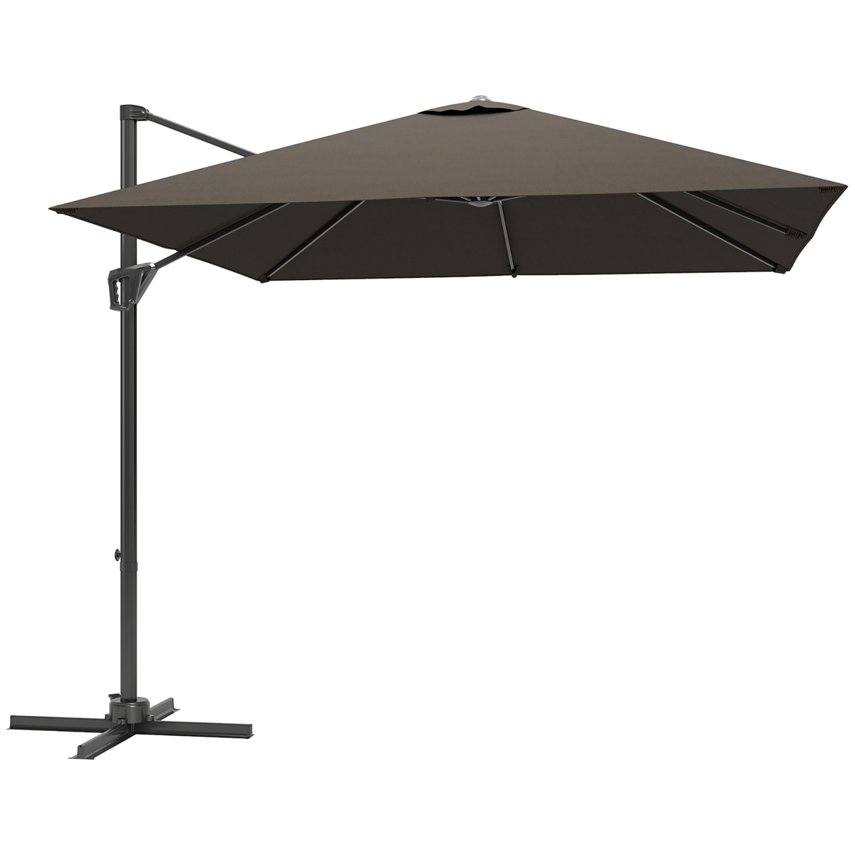 Outsunny Square Cantilever Parasol, 360° Rotating, Hand Crank, Tan