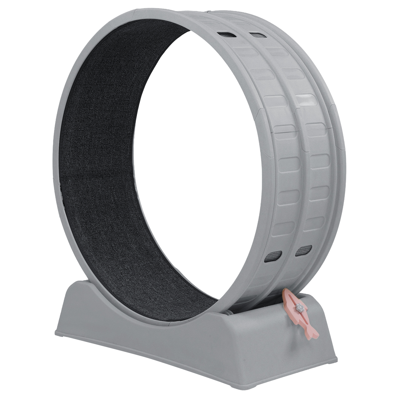 Gray Cat Exercise Wheel with Scratch Pad, Safety Lock, and Teaser Stick, 80 x 34 x 86 cm