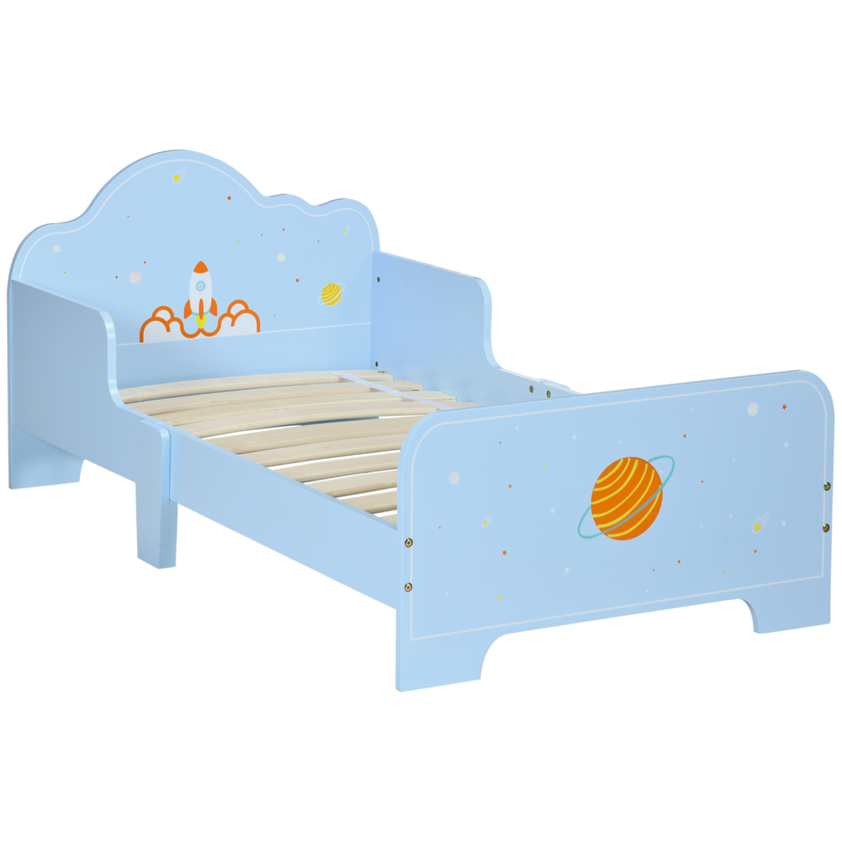 ZONEKIZ Space-Themed Toddler Bed for Boys and Girls, Ages 3-6