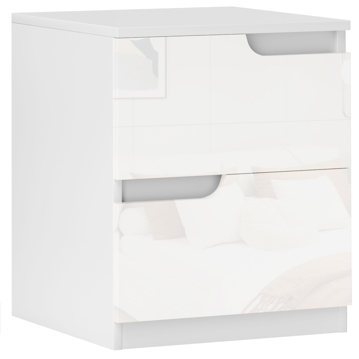 HOMCOM Modern White Bedside Table with 2 Drawers for Bedroom