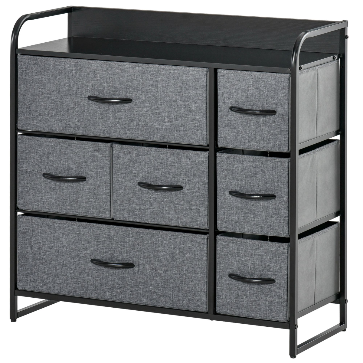 HOMCOM 3-Tier Fabric Dresser with 7 Foldable Drawers, Grey
