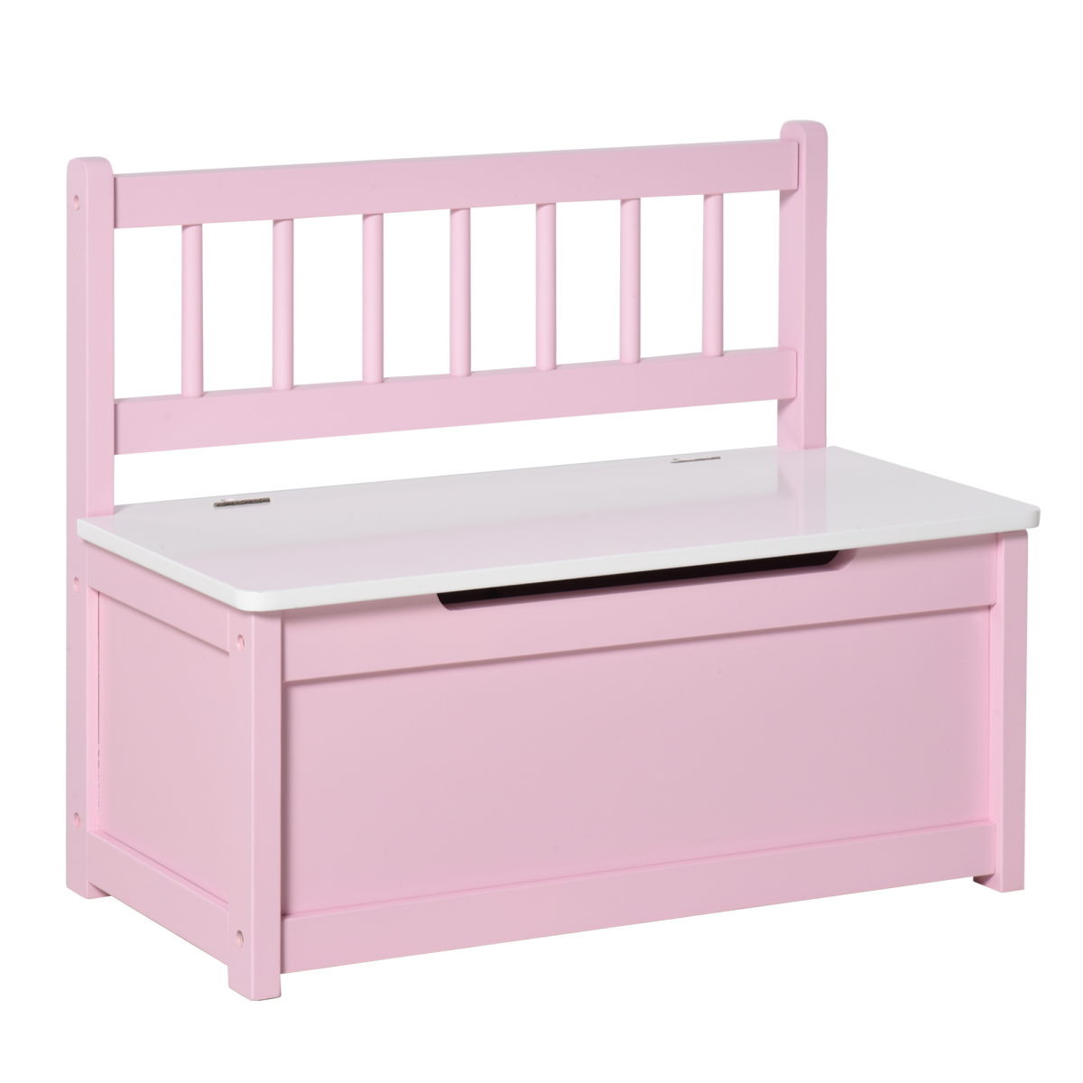 HOMCOM 2-in-1 Kids Wooden Toy Box Storage Bench with Seat, Backrest and Gas Stay Bar