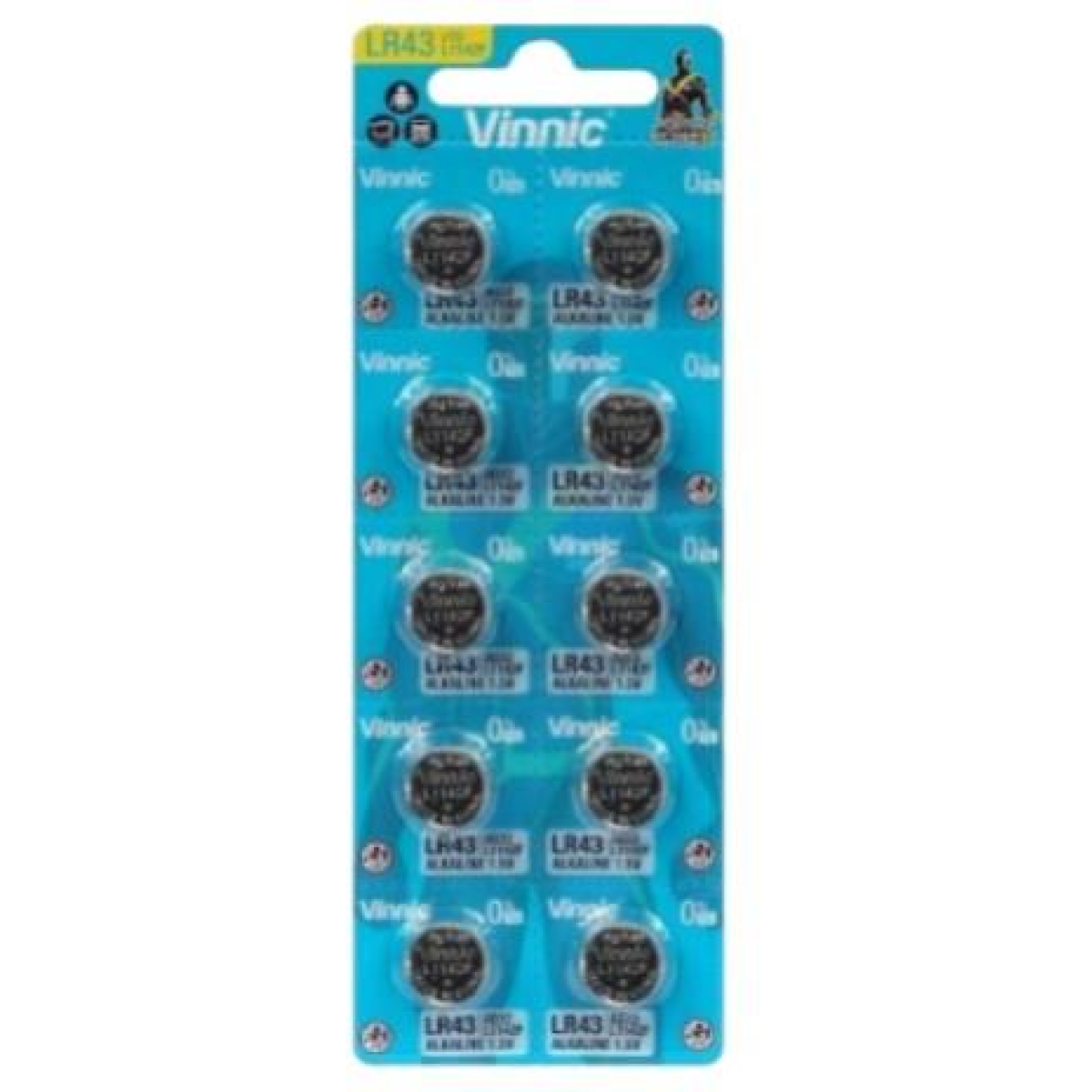VINNIC L1142 AG12 Alkaline Button Cell Watch Battery Card of 10